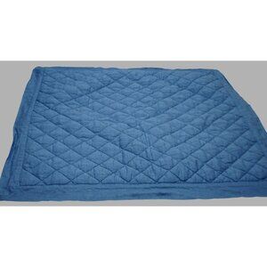 Pottery Barn Blue Linen Diamond Quilted Euro Shams Set of 2 Classic Luxury